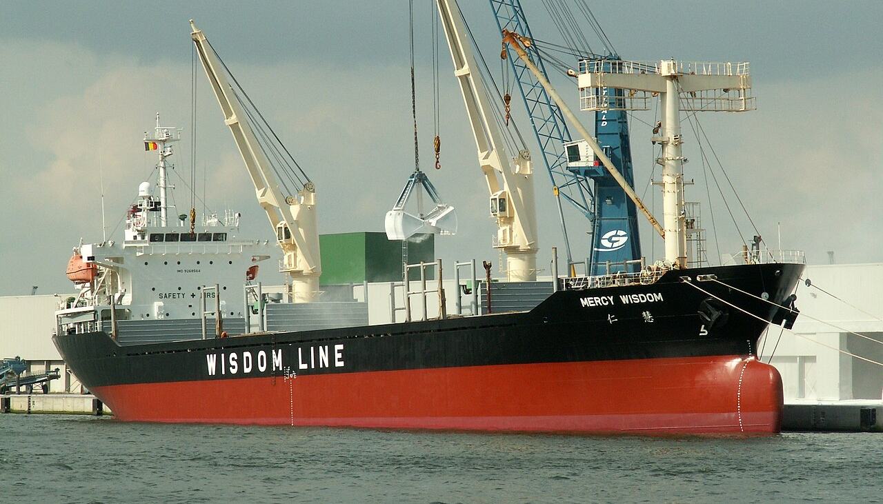 MV Mercy Wisdom, a Wisdom Line geared bulk carrier, alongside in port